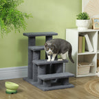 Escalera para mascotas, escalera para gatos, escalera para perros, 4 escalones, color gris, 63,5x43x60cm, ideal para gatos y perros, perfecta para ancianos y mascotas pequeñas