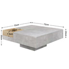 Mesita de centro para el salón, mesita lateral con caja de almacenamiento desmontable, color gris betón y color madera, 72*72*30 cm.