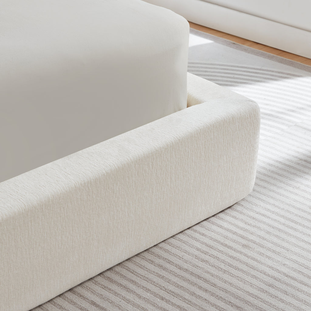 Cama de 160x200 cm con cabeza con relleno, armazón de acero reforzado, sin boxspring: montaje sencillo, alta estabilidad, no incluye colchón.