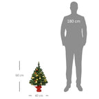 Árbol de Navidad pequeño, Mini árbol de Navidad con bayas de cardo, bolas y luces LED, decoración para mesa de color verde PVC ∅40 x 60 cm