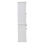 Vitrina N625P293053054055W) de 119,5*40*180cm, Vitrina de estantería con 4 cajones, Vitrinas con LED, Armario para el salón, Armario con 4 cajones y 5 puertas, Gran armario con 21 compartimientos de almacenamiento, MDF