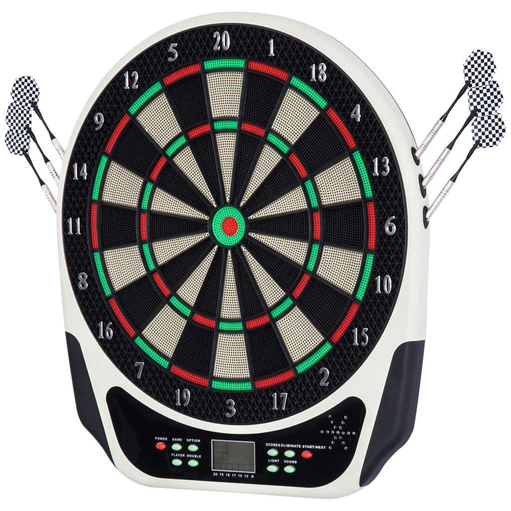 Tablero de dardos electrónico, tablero de dardos con pantalla LCD, 6 dardos, 24 puntas de dardo, 18 juegos, 159 opciones de tiros, para 8 jugadores