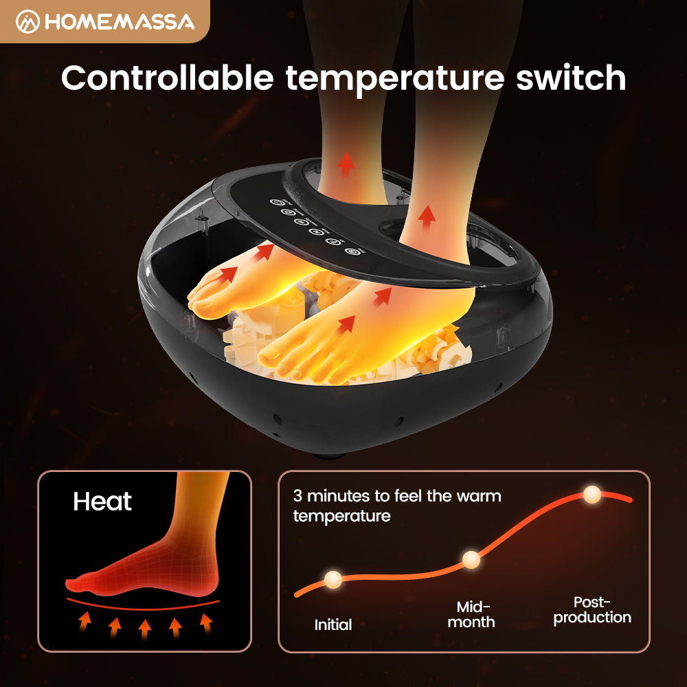 Masajeador de pies con temperatura corporal inteligente, con múltiples ajustes de fuerza y múltiples ajustes de temperatura, adecuado para la mayoría de los tamaños de pies, adaptador EU, el regalo ideal para los mayores, se puede usar en