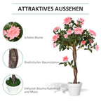 Plantas artificiales de rosa grandes de 90 cm, planta artificial, árbol de rosa de plástico en maceta, árbol artificial tan real como para el salón, dormitorio, oficina, decoración moderna, regalo