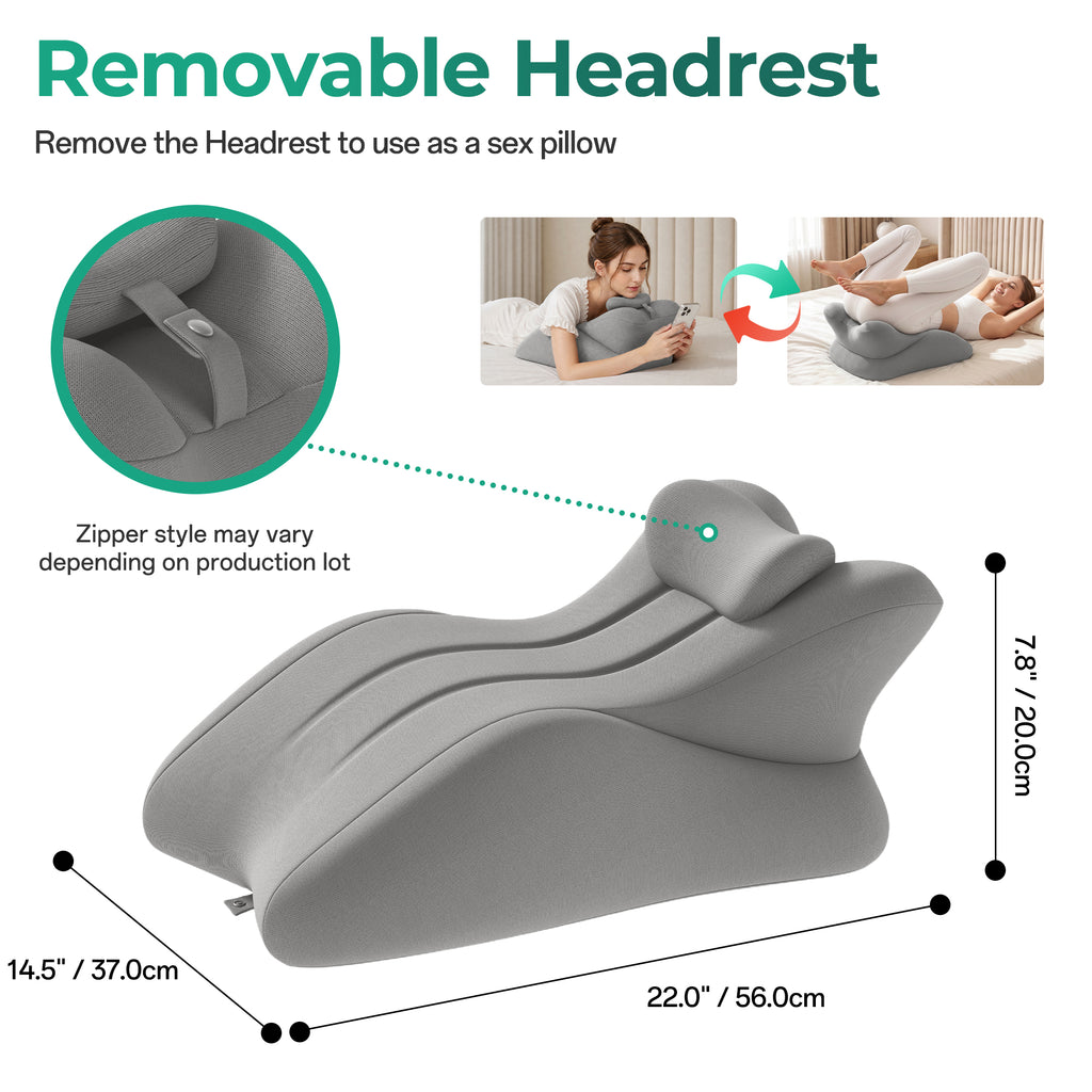 Kissen para parejas – Kissen de amor 27° Kissen íntimos & Kissen eróticos con punta Memory-Schaum 27 grados Kissen para sexo, lavable, Kissen para pareja, gris