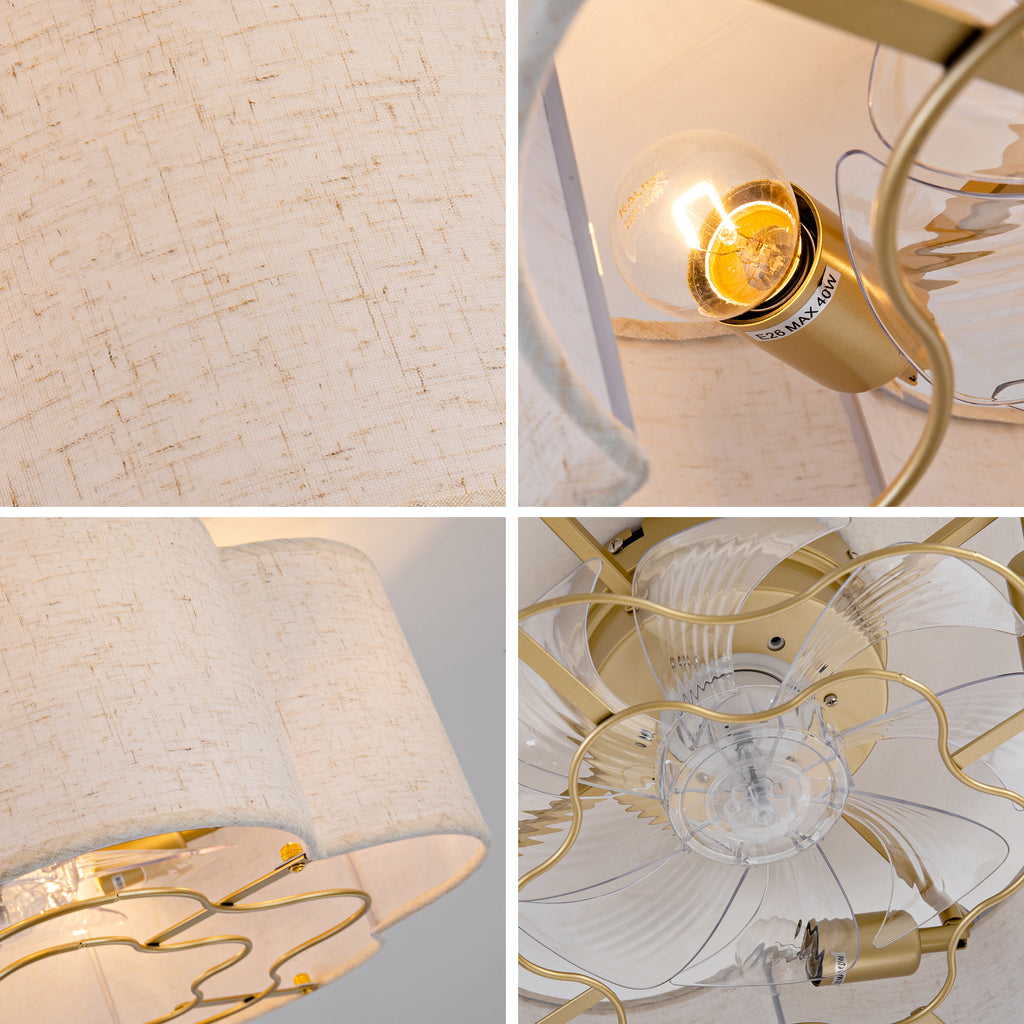 Ventilador de techo de 19 pulgadas moderno, alas de ABS, doble control a través de la app y el mando a distancia, seis velocidades reversibles de configuración del ventilador, ideal para dormitorios y guarderías