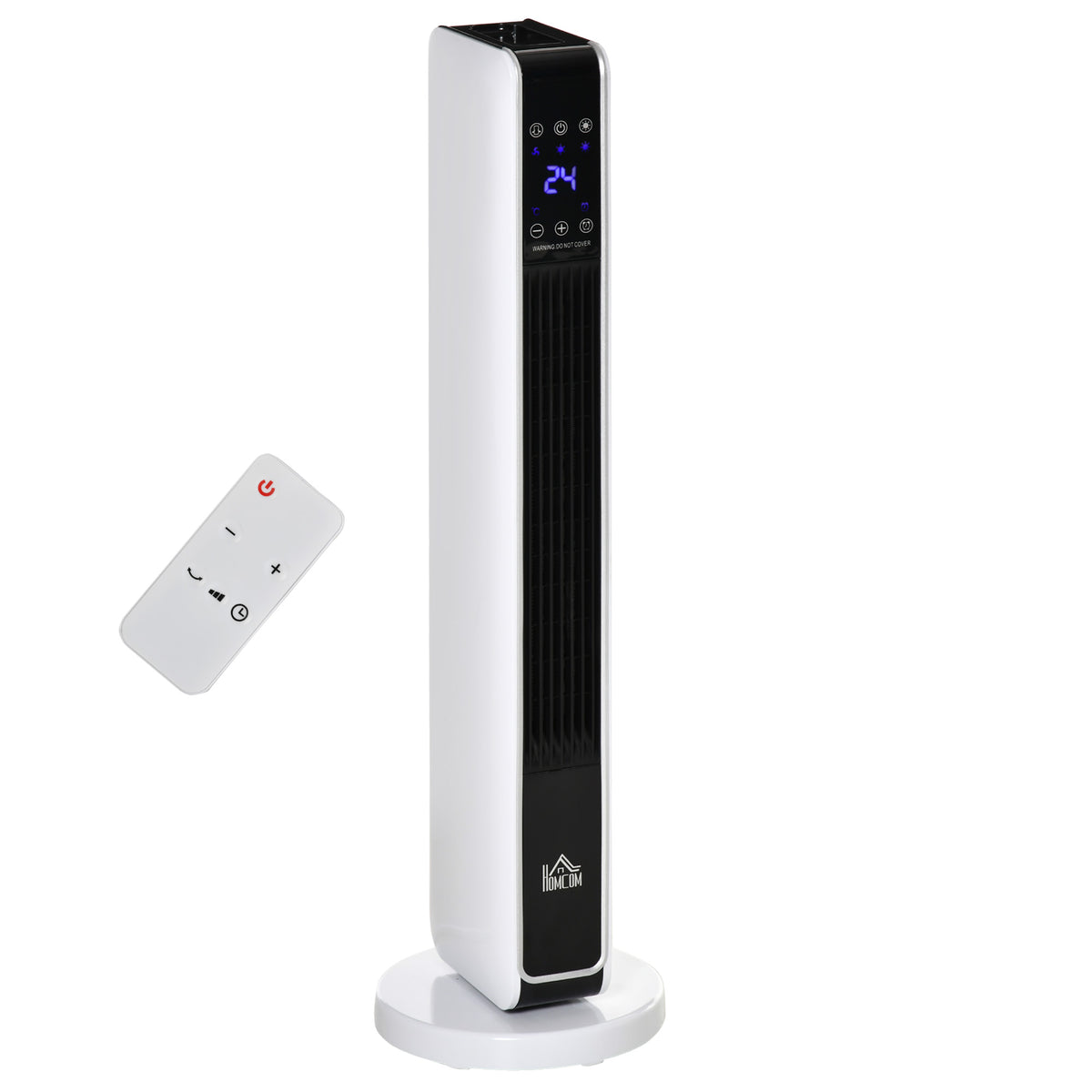 Heizlüfter eléctrico de 2200W con control remoto y temporizador de 8 horas, de ABS y PA, blanco y negro, compacto de 21x21x73 cm para calor eficiente