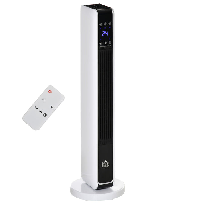 Heizlüfter eléctrico de 2200W con control remoto y temporizador de 8 horas, de ABS y PA, blanco y negro, compacto de 21x21x73 cm para calor eficiente