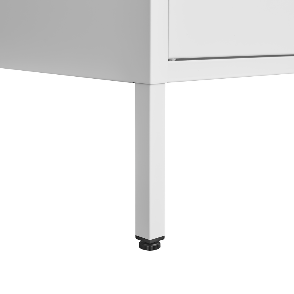 Gabinet de almacenamiento metálico de dos puertas blanco con estantes ajustables, ideal para almacenar ropa en el dormitorio, salón, oficina y gimnasio