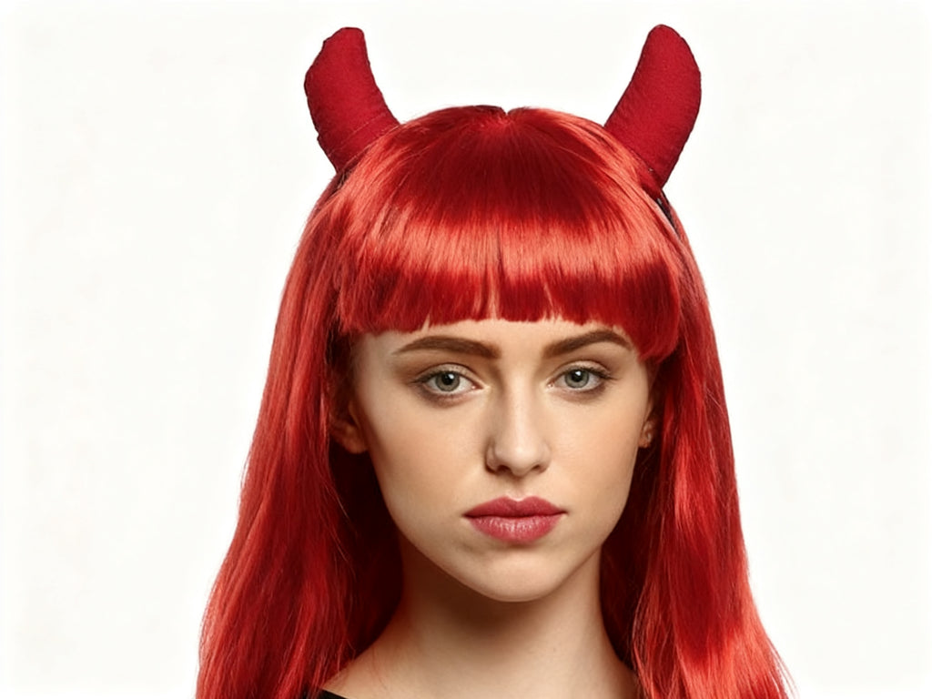 Peluza Roja con Cuernos para Halloween