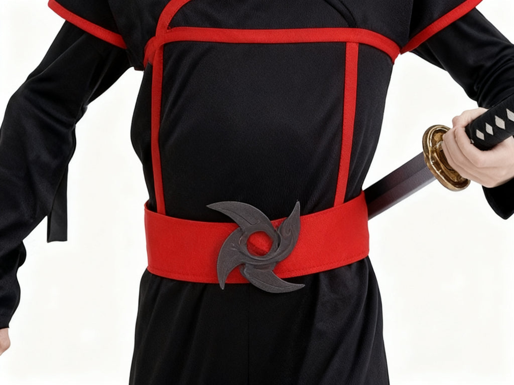 Traje de Ninja Negro y Rojo para Niños