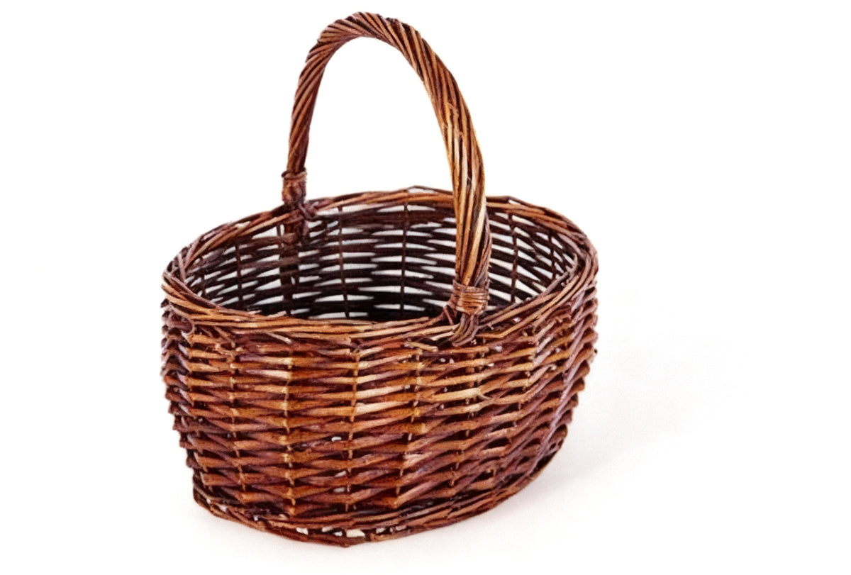 Cesta Mimbre Ovalada Caoba 27x21x14/27 cm
