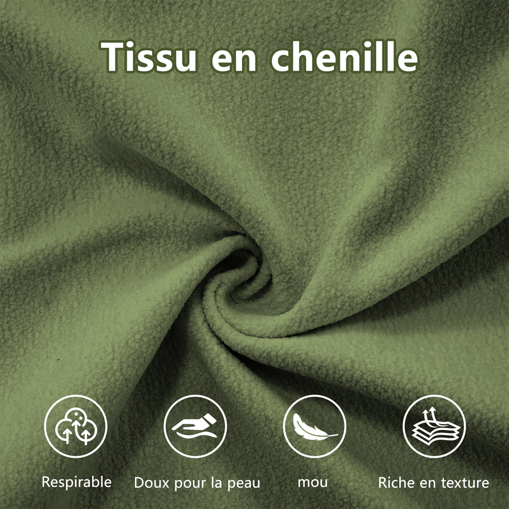 Sofá angular modular de 4 plazas con asiento profundo, sofá cama de chenille, cómodamente revestido para salón, apartamento, estudio, oficina, chenille verde