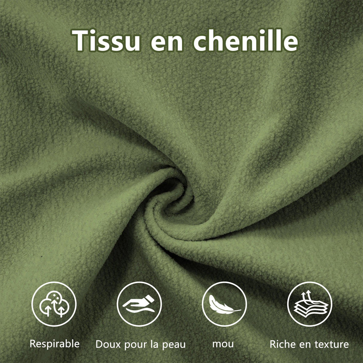 Sofá angular modular de 4 plazas con asiento profundo, sofá cama de chenille, cómodamente revestido para salón, apartamento, estudio, oficina, chenille verde
