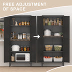 [Metal Adjustable] Gabinete de almacenamiento de dos puertas de metal para despensa de cocina, gabinete de despensa alta de acero para cocina, salón, comedor y oficina, color negro