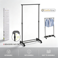 Perchero con Ruedas Confortime | Altura Regulable 90-160 cm | Metal Negro