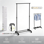 Perchero con Ruedas Confortime | Altura Regulable 90-160 cm | Metal Negro