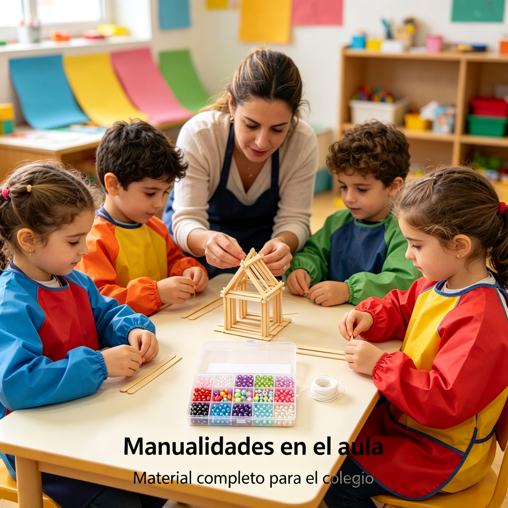 Kit de Manualidades DIY para Niños, Set Completo con Perlas Multicolores y Palitos de Madera, Regalo Creativo para Actividades en Casa