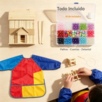 Kit de Manualidades DIY para Niños, Set Completo con Perlas Multicolores y Palitos de Madera, Regalo Creativo para Actividades en Casa