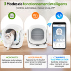 Toaleta automática inteligente para gatos con control por App, 68L de espacio interior, 8L de contenedor de desechos, caja de aromaterapia, seguridad infrarroja, para 1–2 gatos, auto - limpiante, silenciosa, segura para niños
