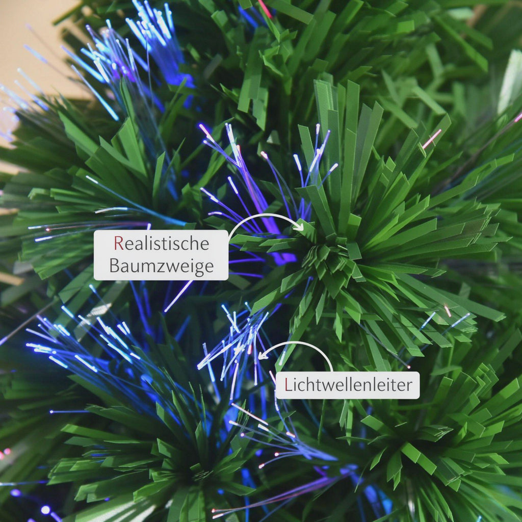Árbol de Navidad artificial iluminado con fibra óptica multicolor, 90 ramas y pié de soporte estable, decoración navideña festiva para el interior. Decoración navideña para el hogar (solo con árbol de Navidad)