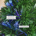 Árbol de Navidad artificial iluminado con fibra óptica multicolor, 90 ramas y pié de soporte estable, decoración navideña festiva para el interior. Decoración navideña para el hogar (solo con árbol de Navidad)