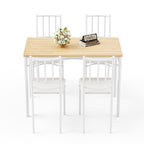 Set de mesa de comedor, barra con 4 sillas de comedor, mesa de cocina con sillas, mesa de desayuno industrial para cocina, salón, sala de fiesta, colores naturales y blanco, 110cm * 60cm * 76,5cm