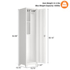 Gabineté de almacenamiento para limpieza de metal esbelto y blanco con puerta cerradora, estantes y barra de colgado, 65" de alto, organizador de utilidades para la cocina, despensa, oficina, taller y garaje