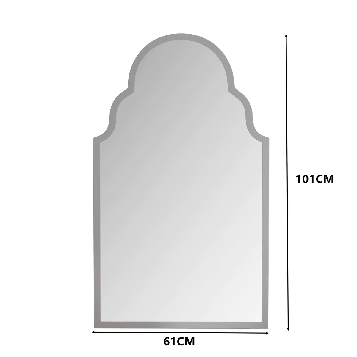 Espejo rectangular de 61x101CM, espejo rectangular plateado, espejo de pared con marco de metal, espejo de baño para la pared, para el baño, la sala de estar, la decoración de la pared del dormitorio