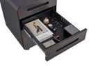 Caja de archivos móvil de 3 cajones para debajo de la mesa de oficina, negra. Almacenamiento moderno y versátil para archivos legales/cartas/A4, diseño anti-derrumbe con 5 ruedas, acero laminado frío, resistente al agua y a la humedad