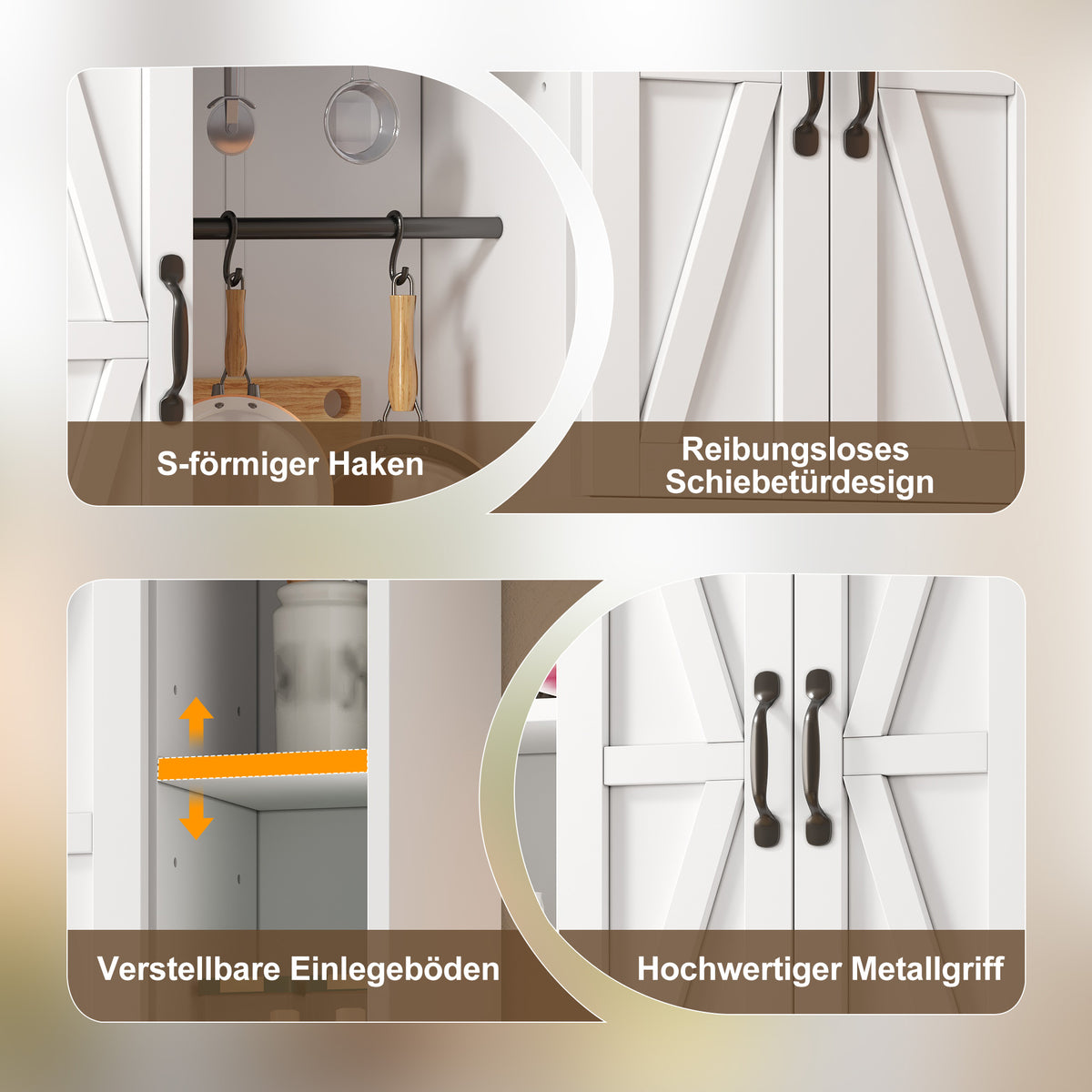 Armario de pared para la cocina con 2 puertas correderas y soportes de empotramiento ajustables, armario de pared para el almacenamiento en el salón, el baño y la lavandería, 80 × 31 × 76 cm