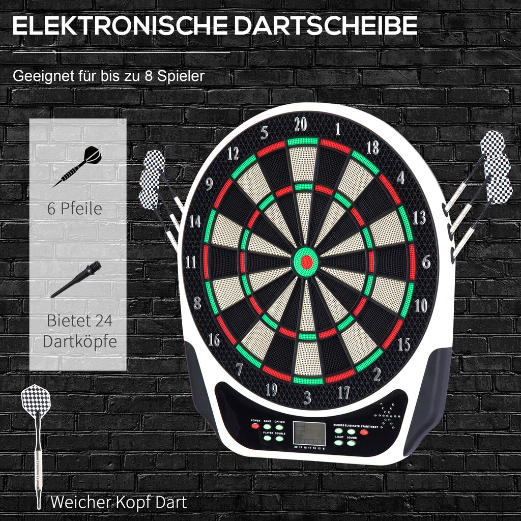 Tablero de dardos electrónico, tablero de dardos con pantalla LCD, 6 dardos, 24 puntas de dardo, 18 juegos, 159 opciones de tiros, para 8 jugadores