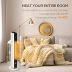 Heizlüfter eléctrico de 2200W con control remoto y temporizador de 8 horas, de ABS y PA, blanco y negro, compacto de 21x21x73 cm para calor eficiente