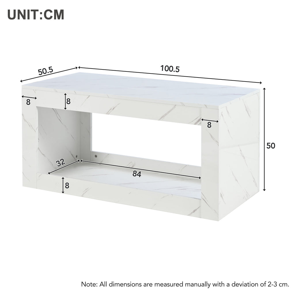 WF323710WAA) Moderno mesón LED, mesón para el salón, sofático, mesón de salón, mesón con brillo alto con control remoto, gran mesón con estampado de mármol (blanco)