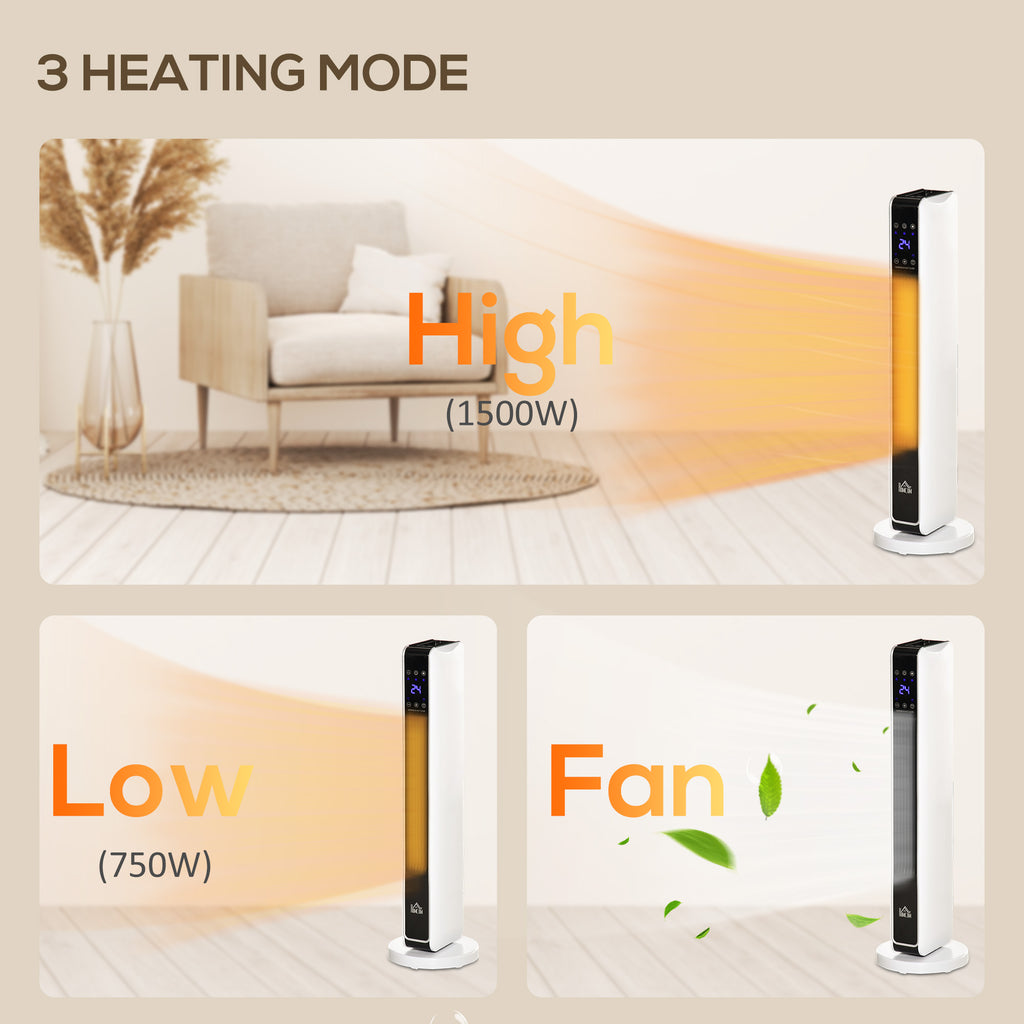 Heizlüfter eléctrico de 2200W con control remoto y temporizador de 8 horas, de ABS y PA, blanco y negro, compacto de 21x21x73 cm para calor eficiente