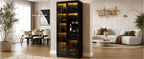Vitrina con iluminación LED controlable por App, armario de cristal con puertas de cristal, estante para vinos y espacio de almacenamiento, armario para el salón