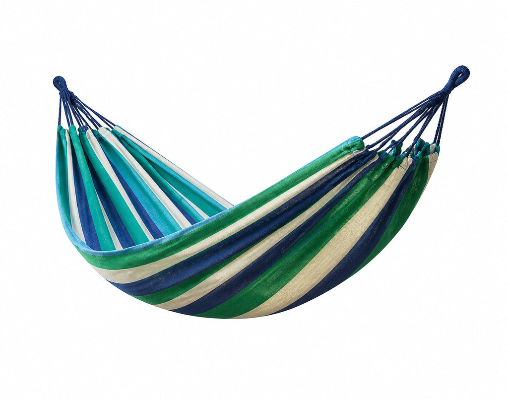 Blue green thickened outdoor hammock with ropes, 180 x 80 cm