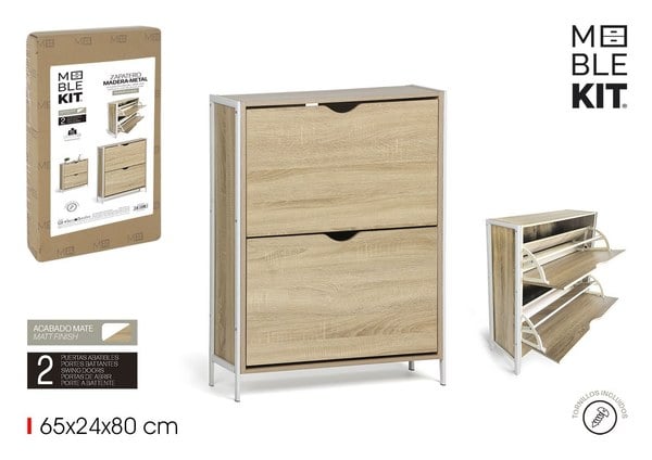 Mueble Zapatero 2 Niveles Madera-Metal Moblekit
