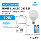 BOMBILLA LED G80 12W E27 1320LM 6500K LUZ FRIA