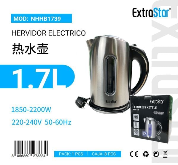 HERVIDOR ELECTRICO 1.7L ACERO 1850-2200W