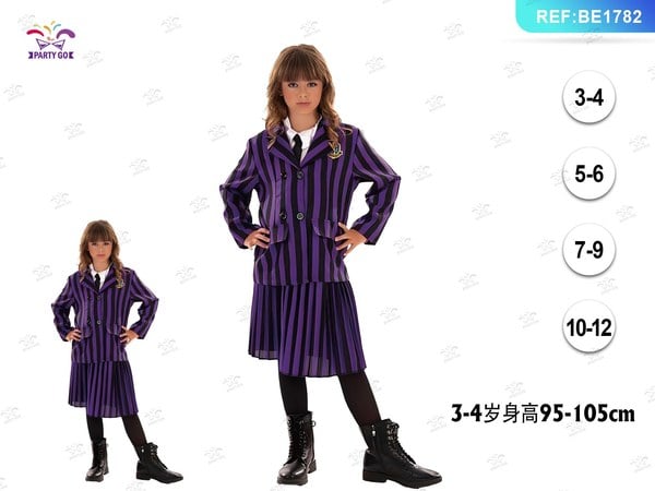 Disfraz Estilo Wednesday para Niña Set Completo
