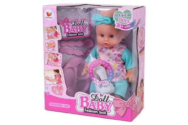 Muñeco Bebé con Biberón y Accesorios Sonido