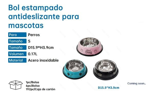 Bol antideslizante estampado para mascotas S