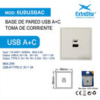 BASE DE PARED USB A+C 20W