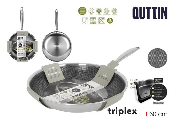 Sarten Acero Inducción Triplex 30cm Quttin