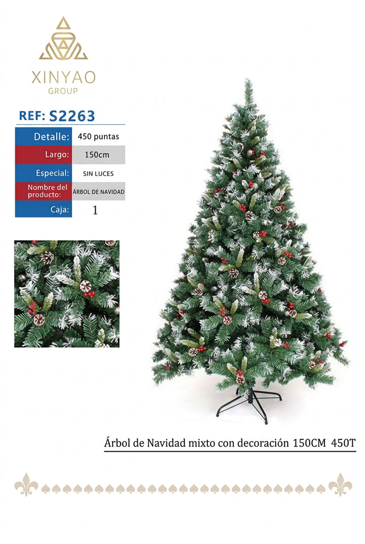 Arbol Navidad Con Adorno 150cm 450T