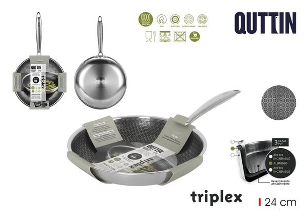 Sartén Acero Inducción Tríplex 24cm Quttin