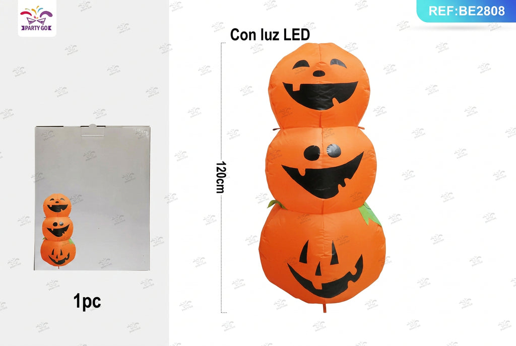 Decoración Inflable Triple Calabaza con Luz