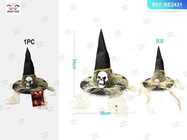 SOMBRERO DE BRUJA HALLOWEEN CON CABEZA DE FANTASMA MIXTO