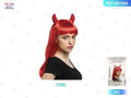 Peluza Roja con Cuernos para Halloween